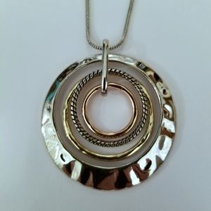 Gold and silver circle necklace with long chain